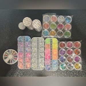 Glitter Rhinestone Nail Art Set Bundle